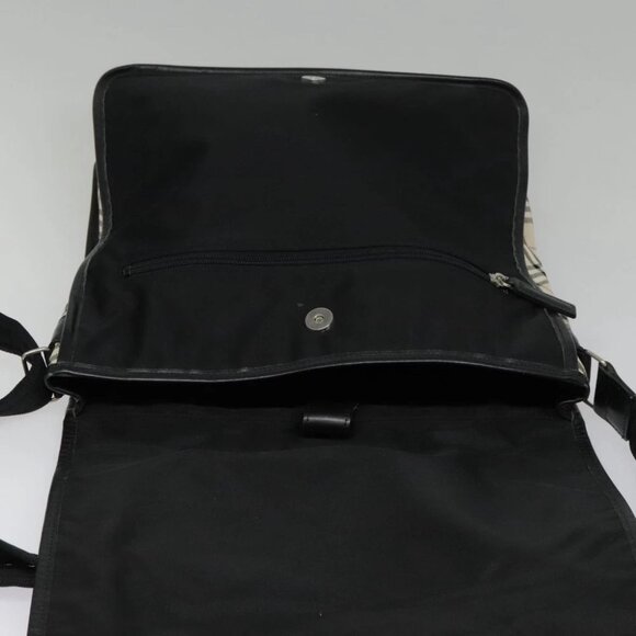 BURBERRY Nova Check Shoulder Bag Canvas Leather Beige Black Auth hk1703 - Picture 2 of 15